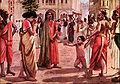 राजा हरिश्चंद्र राज्य खोने के बाद अपनी पत्नी और पुत्र को बेचते हुए -राजा रवि वर्मा